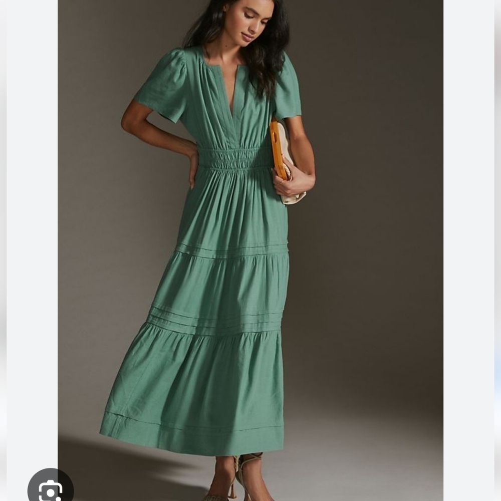 Anthropologie Green Maxi Dress